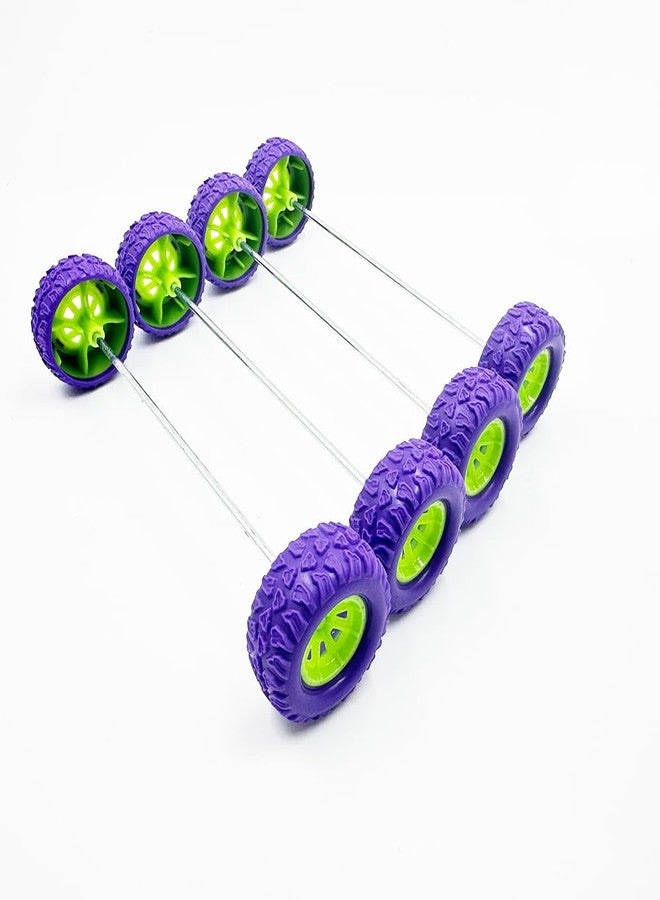 URIMPAVIDO 10PCS Toy Car Wheel RC Car Rubber Tire Wheel with 5PCS Shaft Round Rod Axles for RC Car Truck Robot DIY Model Toy Wheel Parts (2x29mm Purple) - Image 2